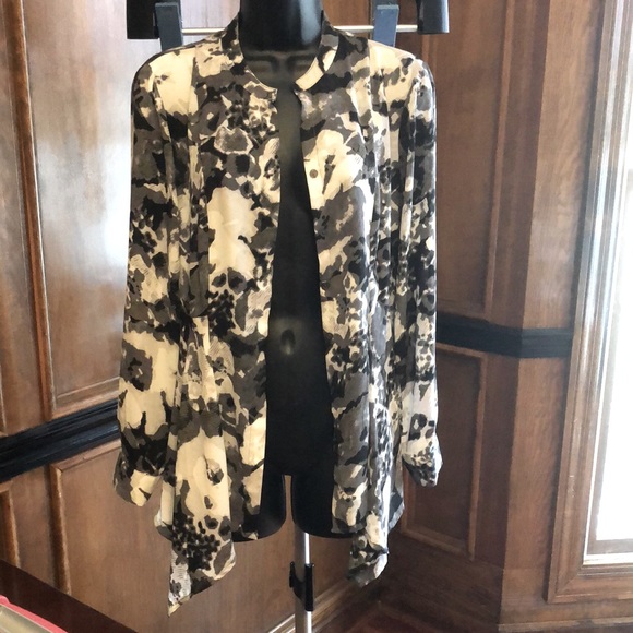 Blouse jacket investments  sz  PET MED black white - Picture 1 of 15